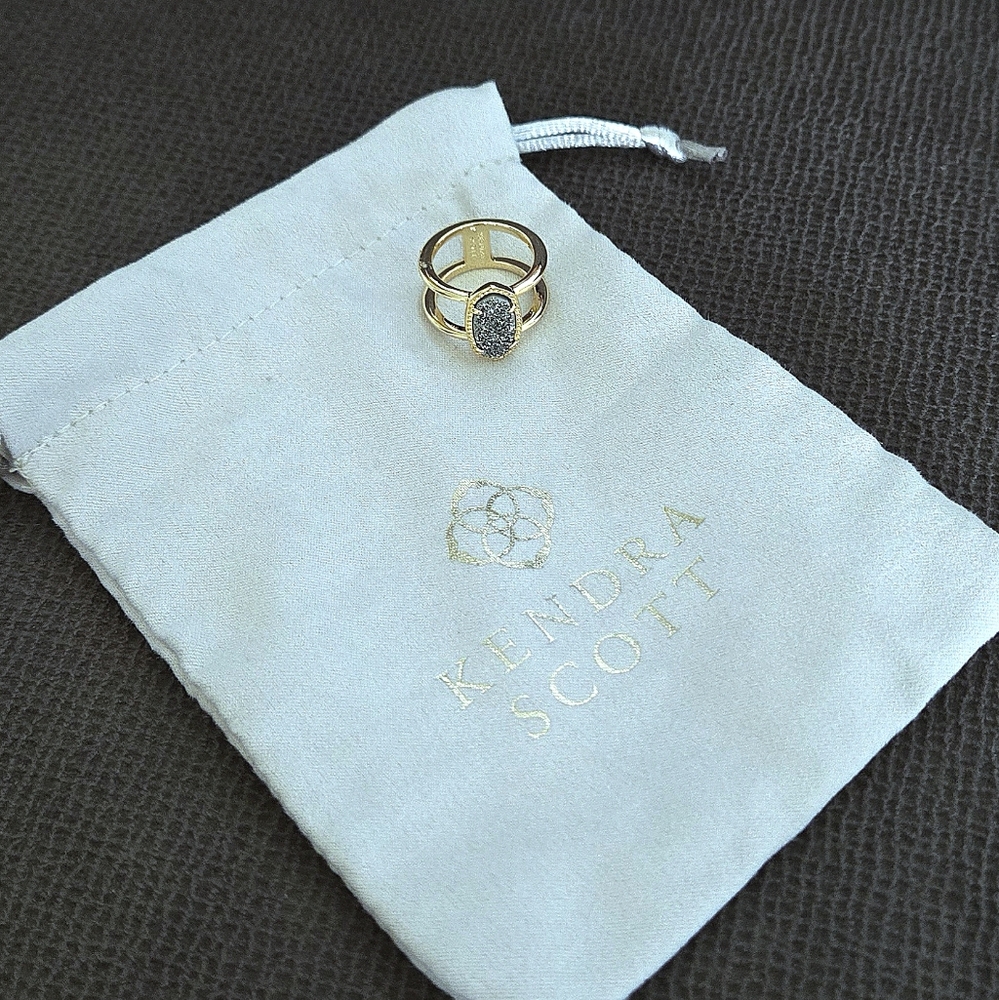 ✨️HP✨️ Kendra Scott "Elyse" Double✌️ Band Platinum Drusy Ring💍 - Picture 5 of 16